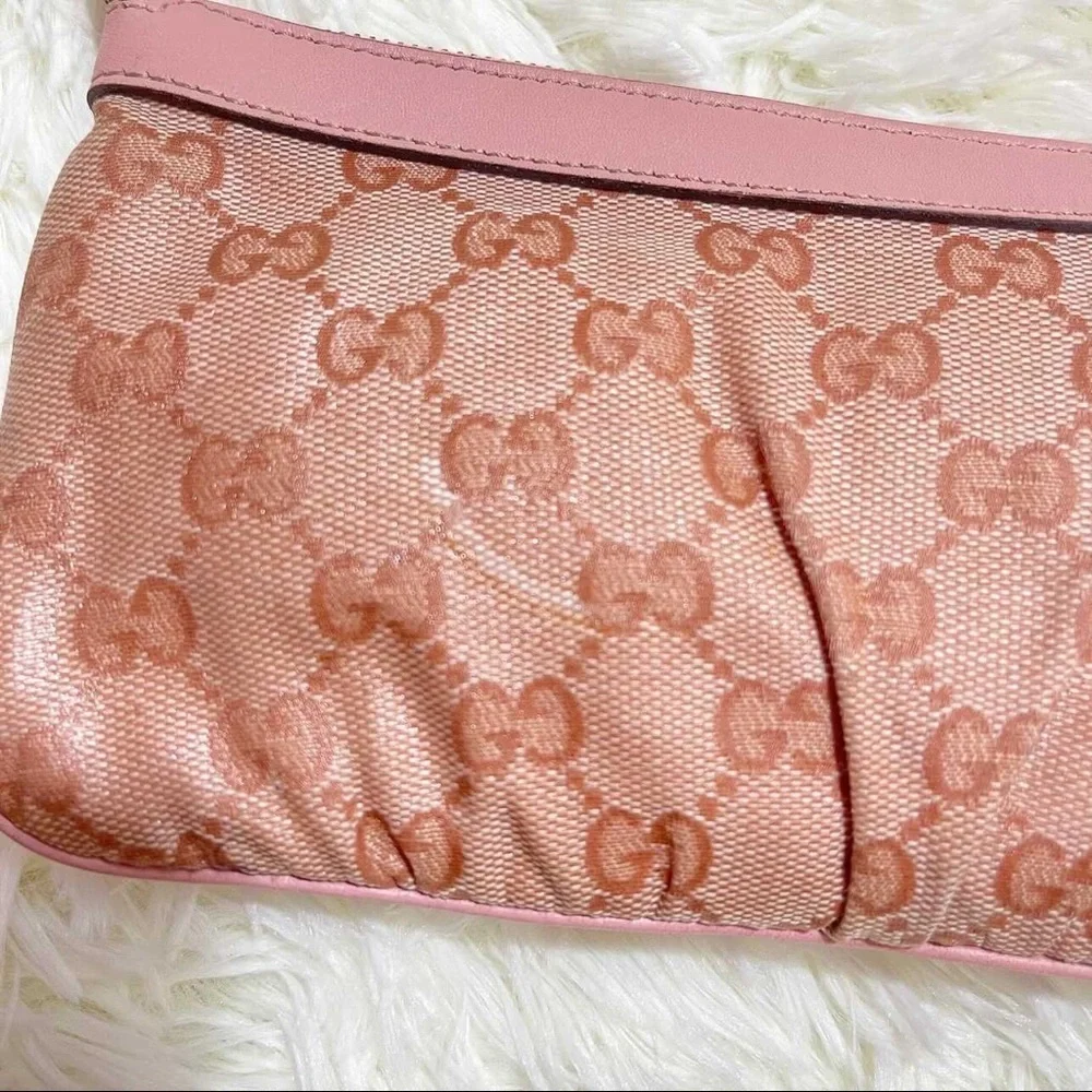 💯AUTH GUCCI PINK MINI SHOULDER BAG LOGO POUCHETTE - Picture 12 of 13